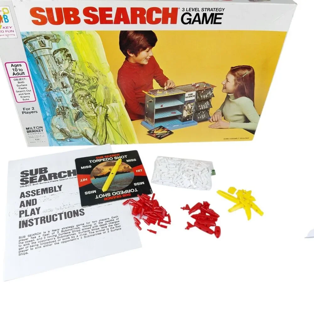 Milton Bradley Sub Search 3 Level Family Board Game Complete Vtg 1973